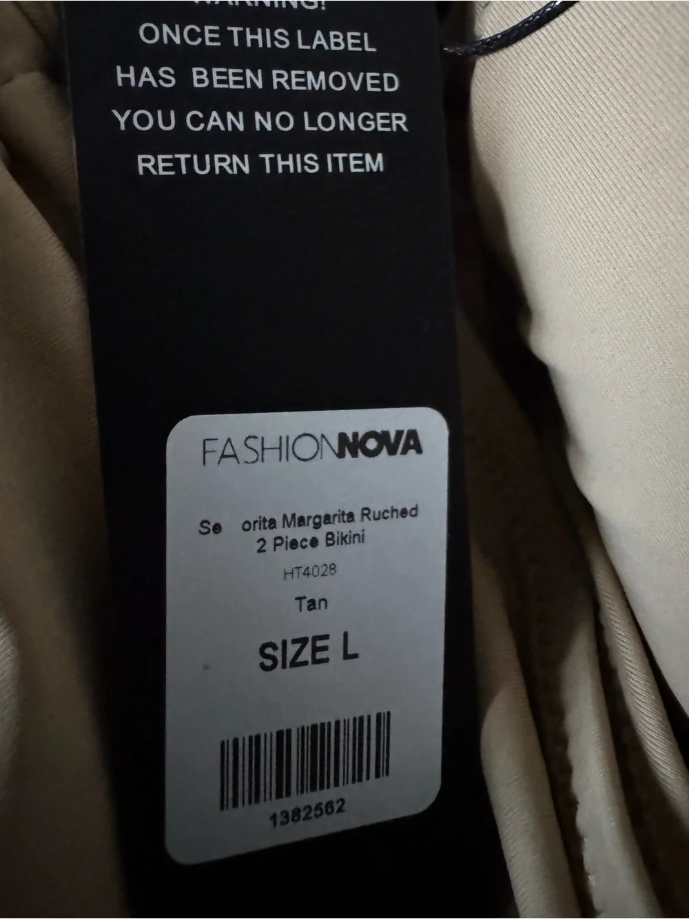 Fashion Nova Tan Ruched 2-Piece Bikini Set